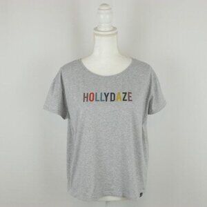 Prana Women's Large Gray Scoop Neck Hollydaze Graphic Short Sleeve Tee